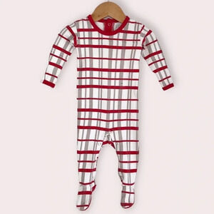 L'ovedbaby‎ footie sleeper red plaid holiday pajamas size 3-6 months